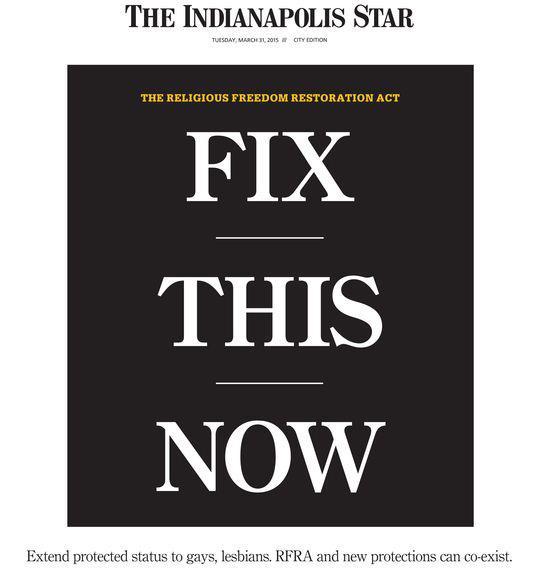 March 31 2015 Indianapolis Star Front Page