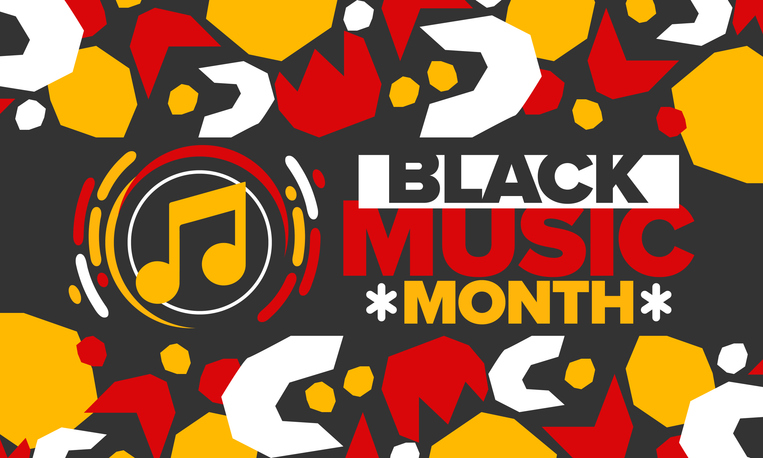 Black Music Month in June. African-American Music Appreciation Month. Celebrated annual in United States. Music concept. Poster, card, banner and background. Vector illustration